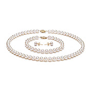 14k 7.5 - 8mm AA White Freshwater Pearl Three-Piece Set