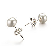 D'acqua dolce in oro bianco 14k aa 6,5-7mm orecchino di perla (dszz048)