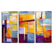 hand-painted pintura a óleo com moldura abstracta esticado - conjunto de 3