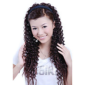 longa sintética peruca de cabelo encaracolado castanho 3/4 headband