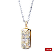 Plated Crystal USB2.0 Flash Drive Necklace (16GB)