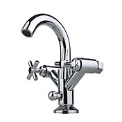 Chrome Finish Solid Brass Bathroom Sink Faucet (Wall Mount)