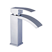 Contemporary Solid Brass Bathroom Sink Faucet - Chrome Finish