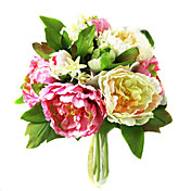 Elegant Silk Peony With Chiffon Decoration Round Wedding Bouquet /Bridal Bouquet(0797-SIM077)