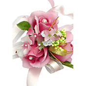 Elegant Fuchsia Silk Rose With Chiffon Decoration Wedding/ Bridal Wrist Flower