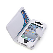 Premium PU Leather Case for iPhone 4 (White)