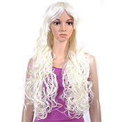 Capless Extra Long Top Grade Quality Synthetic White Curly Hair Wig
