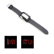 fashion datumweergave slank zwart rood led pu lederen band sport polshorloge