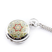 antiek goud bloem quartz kleine zakhorloge ketting ketting