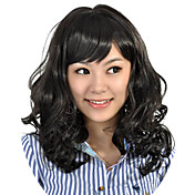 Capless Medium Length High Quality Synthetic Black Curly Hair Wig