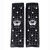 adornos de cuero coche del cinturón de seguridad con incrustaciones de cristal pad corona-2 pcs