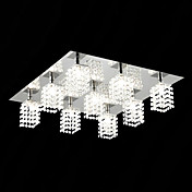 krystal flush mount med 9 lys i kvadrat