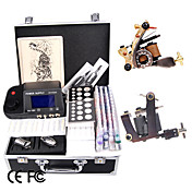 tattoo kit set met twee geweren lcd vermogen en 54 kleuren inkt
