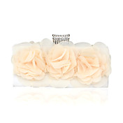 Chiffon Shell With Flower Evening Handbags/ Clutches