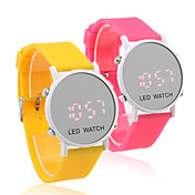 Pair of Sports Style Red LED Jelly Wrist Watches - Yellow & Peach Red