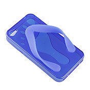 flip-Flog zapatilla de TPU caso de la cubierta para el iPhone 4 - azul oscuro