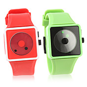 Paar der Mode Silikonband Armbanduhr (grün und rot)