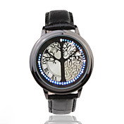 Blau/Weiße LED-Armbanduhr mit Touchscreen und Leder Armband