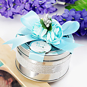 estanho favor redonda com flores da primavera (conjunto de 6)