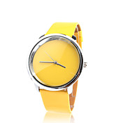 fashionable quartz armbåndsur med gul PU band