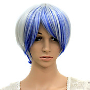 capless résistant à la chaleur bleu mêlé perruque blanche fête costumée
