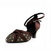 Satin/Sparkling Glitter Upper Ballroom Practice Dance Shoes Latin/Modern Shoes for Women