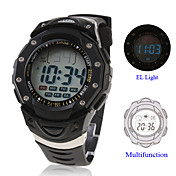 Waterproof Digital Multifunction EL Light Automatic Watch with Calendar & Alarm & Chronograph - Black