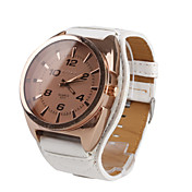 Unisex Students Quarz-Armbanduhr mit breitem Zifferblatt & PU-Leder Band - Weiß