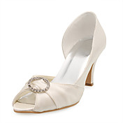 Satin Upper Stiletto Heel Peep Toe With Rhinestone Wedding Shoes More Colors Available