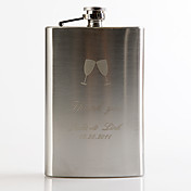 Personalized Metal  9-oz Flask - Toasting Flutes