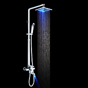 Color Changing LED Shower Faucet with 8 inch Shower Head and Hand Shower