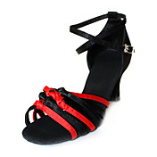 in raso nero e rosso superiore scarpe da ballo scarpe da ballo latino per le donne