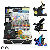 3 Cast Iron Guns Tattoo Kit with LCD Power and 55 Color Ink