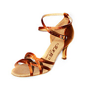 Satin Upper Peep Toe Dance Shoes With Buckle Ballroom Latin Shoes for Women More Colors