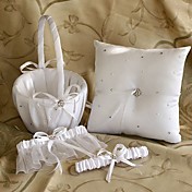Starlight Hochzeit Sammlung in weißem Satin mit Strass (3 Stück) gesetzt