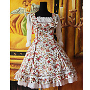 kortermet knelang floral bomull land Lolita kjole