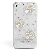 diamante caso alla moda per iphone 4 / 4s (fiore d'argento, fatto a mano)