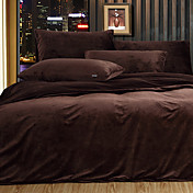 Café duvet conjunto de capa sólida 3pcs