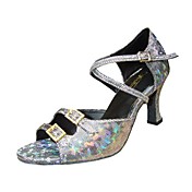 Customize Performance Dance Shoes Leatherette/ Paillette Upper Latin Shoes for Women