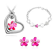 Ladies Crystal Jewelry Sets In Sliver Alloy Including Necklace Earrings Bracelet More Colors Available