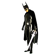 negro metálico brillante Zentai spandex inspirado en Batman