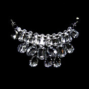Crystal Bib With Ribbon Tie Necklace