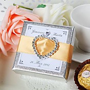 Personalized Silver Favor Box With Rhinestone Heart (Set of 24)