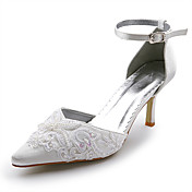 de alta calidad satinado superior bombas de tacón alto con costura zapatos de encaje de la boda nupcial (35a901)