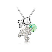 Little Girl Crystal Pendant Necklace In Alloy