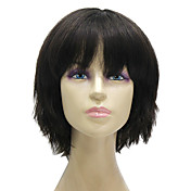 Capless Short Black Silky Straight 100% Human Hair Wig