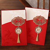 style chinois rouge à glands d'invitation de mariage à trois volets (jeu de 50)