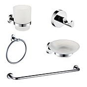 Chrome Finish 5-Piece Brass Bathroom Accessory Set