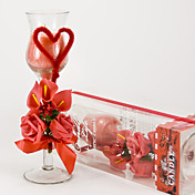 rose rouge & lys calla bougeoir en verre