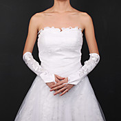 Satin Bridal Gloves With Appliqués And Beading (More Colors)